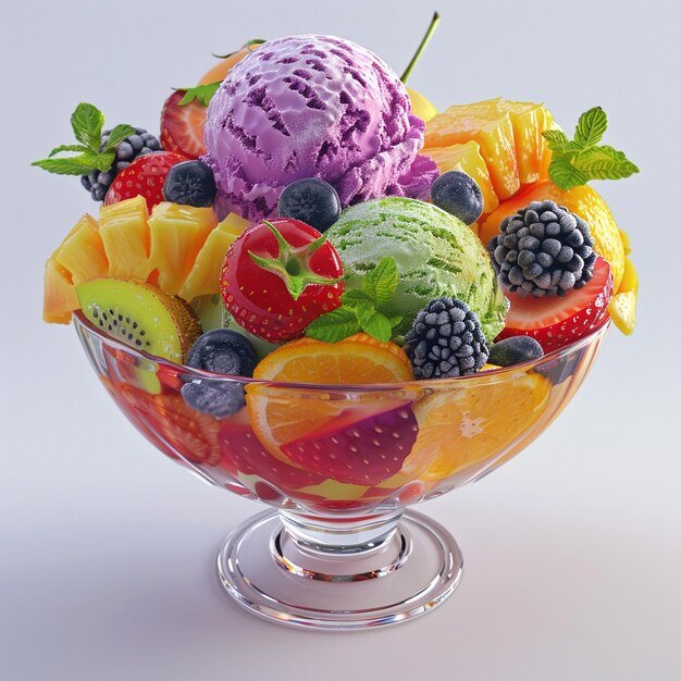 Mix Fruit with Ice Cream