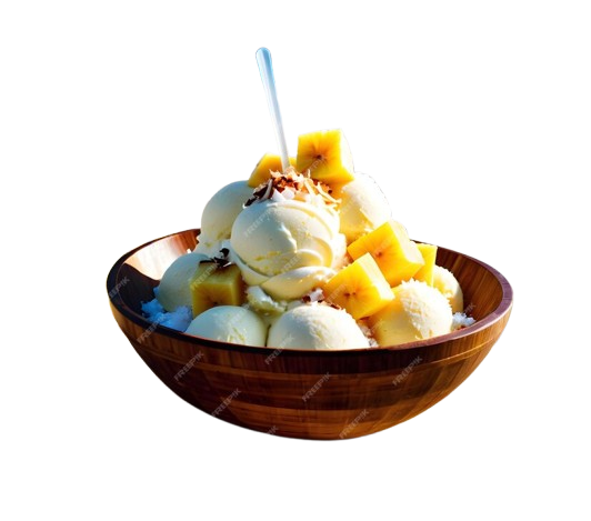 Pineapple Pieces with Ice Cream