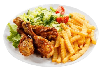 png-clipart-cooked-chicken-salad-and-fries-on-round-white-ceramic-plate-buffalo-wing-fried-chicken-french-fries-fast-food-chicken-fingers-fried-chicken-pasta-salad-food-recipe-removebg-preview